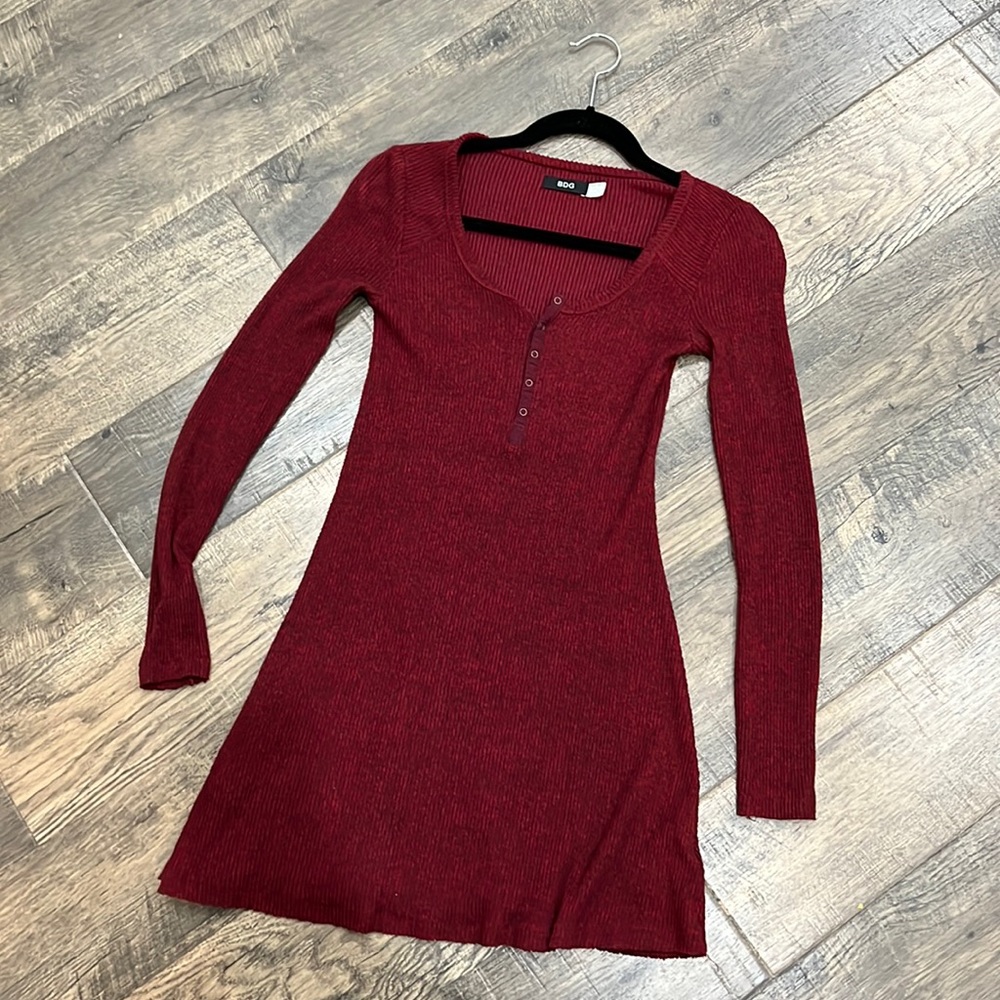 Urban Outfitters Merlot Heathered Super-soft Long Sleeve Dress